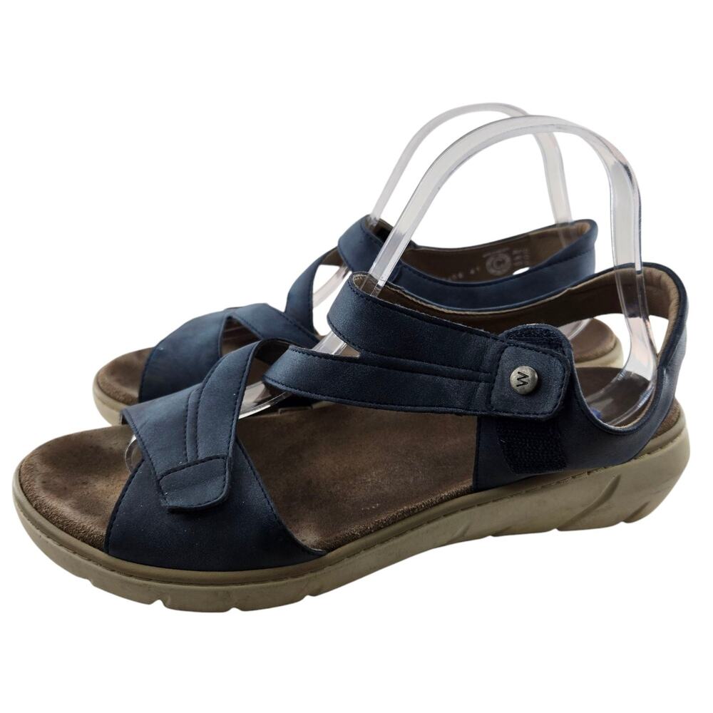 Wolky Ikiria Sandals Womens 9.5‎ 41 Blue Leather Slingback Adjustable Walking - Picture 5 of 11